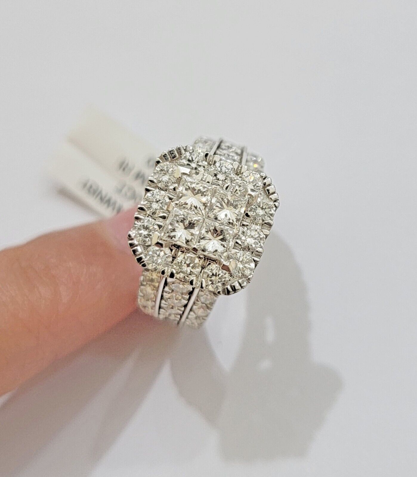 14k White Gold Diamond Ring Ladies 3CT Wedding Engagement Women Solid Band REAL - GoldenlinQ
